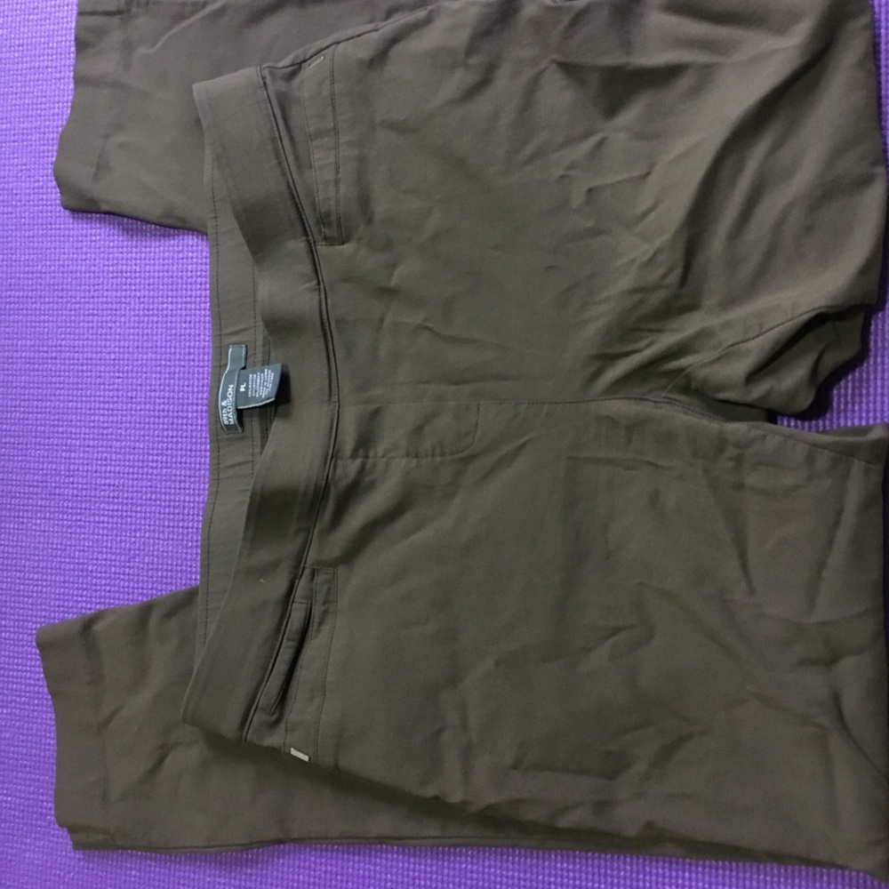 Brown stretchy slacks size petite Large